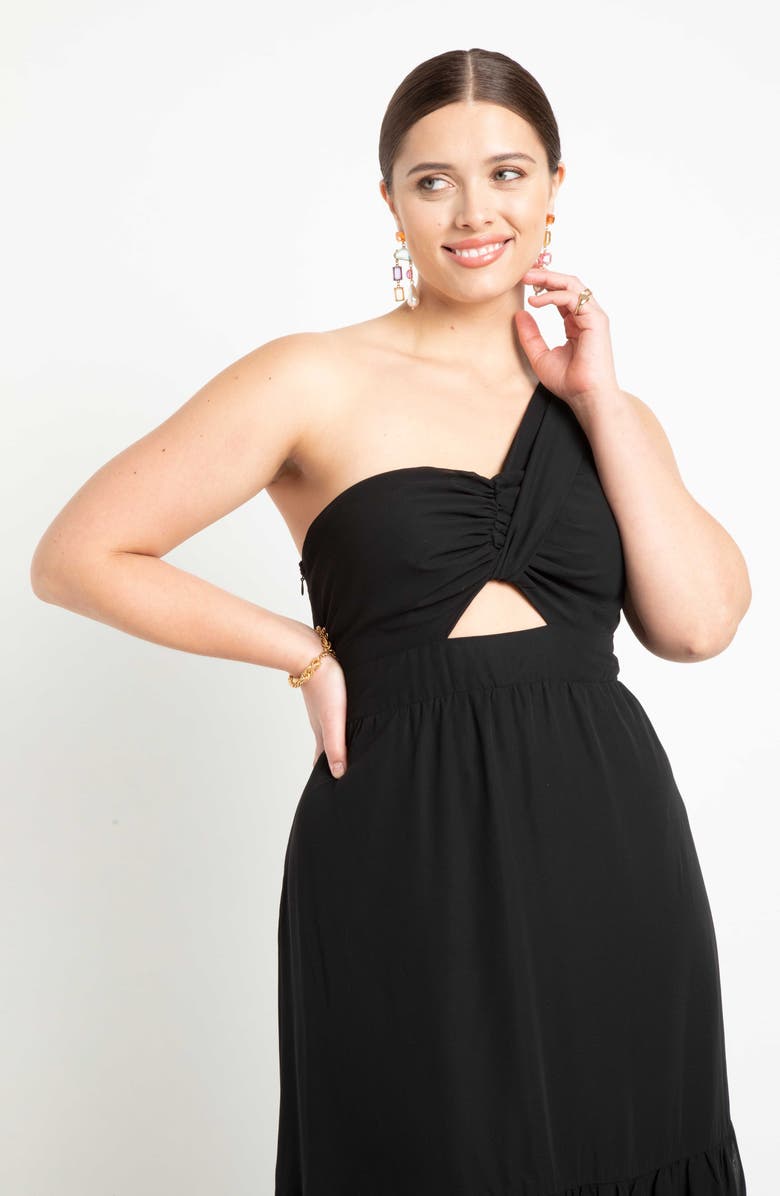 ELOQUII One-Shoulder Cutout Gown, Alternate, color,