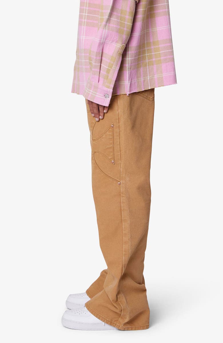 mnml Iron Cross Baggy Flared Cotton Canvas Pants, Alternate, color, Tan