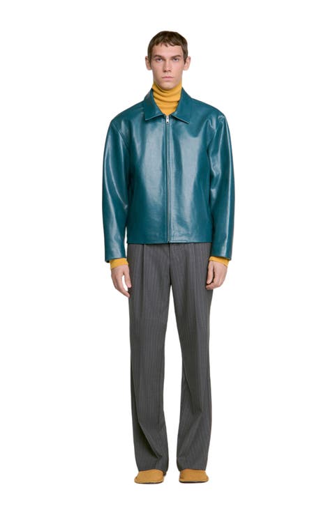 Classic zip-up leather jacket