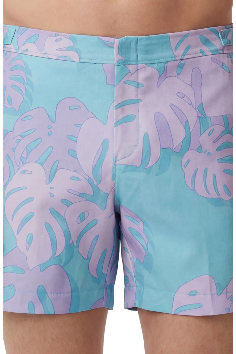 Monstera Floral Mens Tailored Swim Short, Alternate, color, MONSTERA FLORAL TEAL