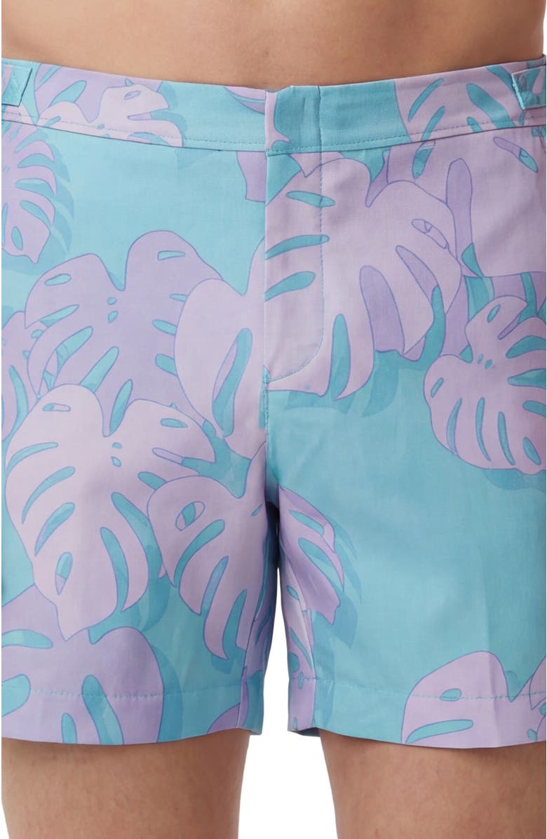 Lords of Harlech Monstera Floral Mens Tailored Swim Short, Alternate, color, Monstera Floral Teal