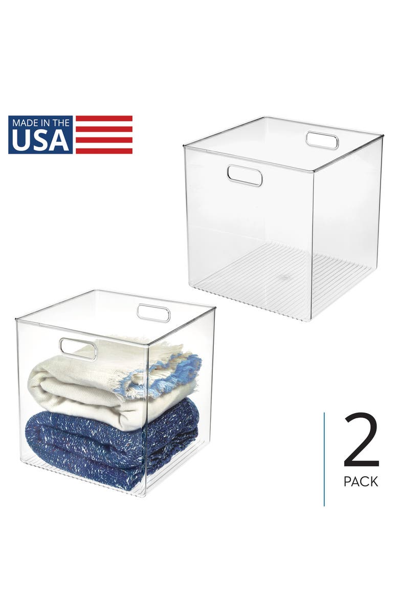 iDesign Linus Large Cube Storage Bin with Handles, Set of 2, Clear, Alternate, color, Clear