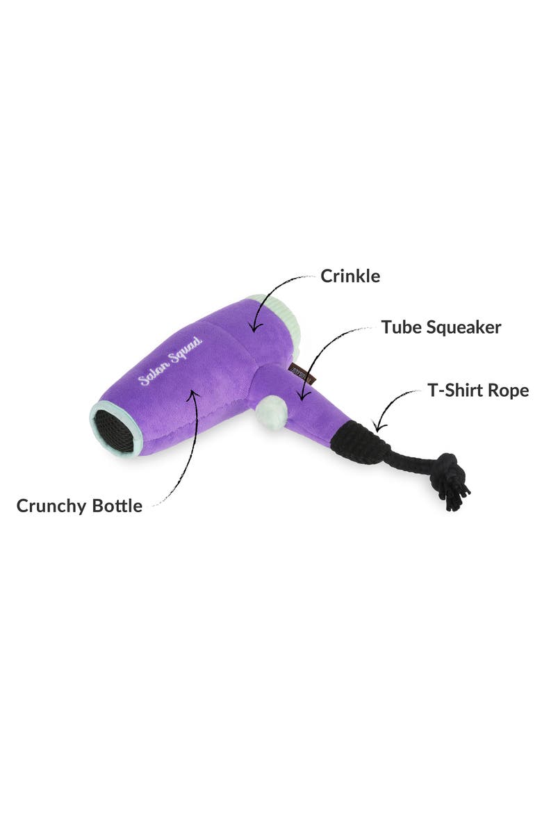 Splish Splash Howlin Hair Dryer, Plush Dog Toy, Squeaker, Alternate, color, Purple