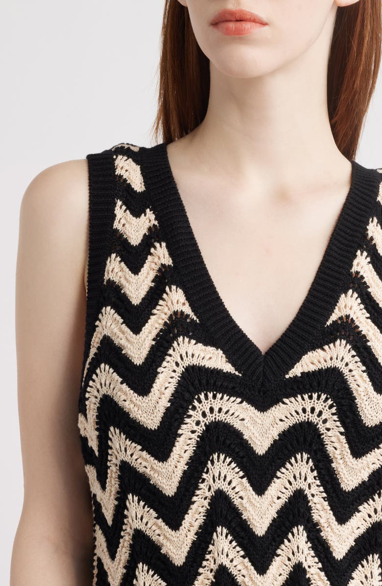 525 america Lauren Chevron Cotton Minidress, Alternate, color, Sand Dollar Multi