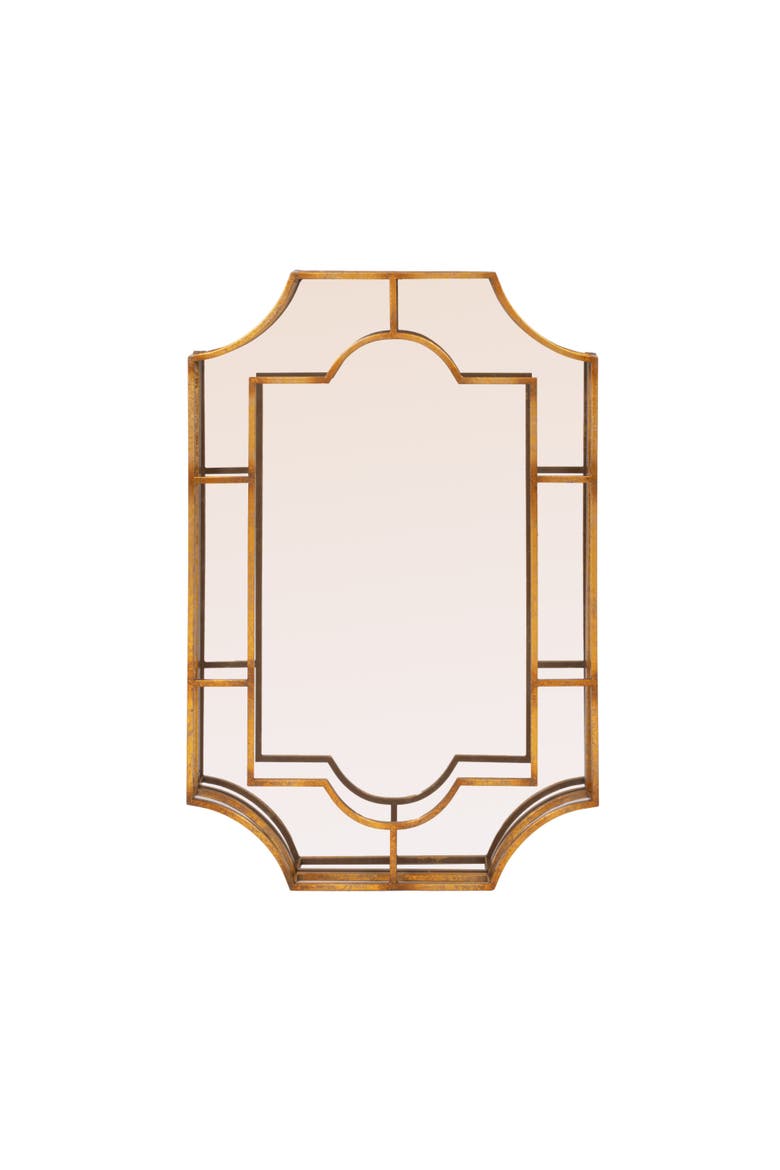 Art Deco Metal Framed Wall Mirror, Gold, Alternate, color, Gold