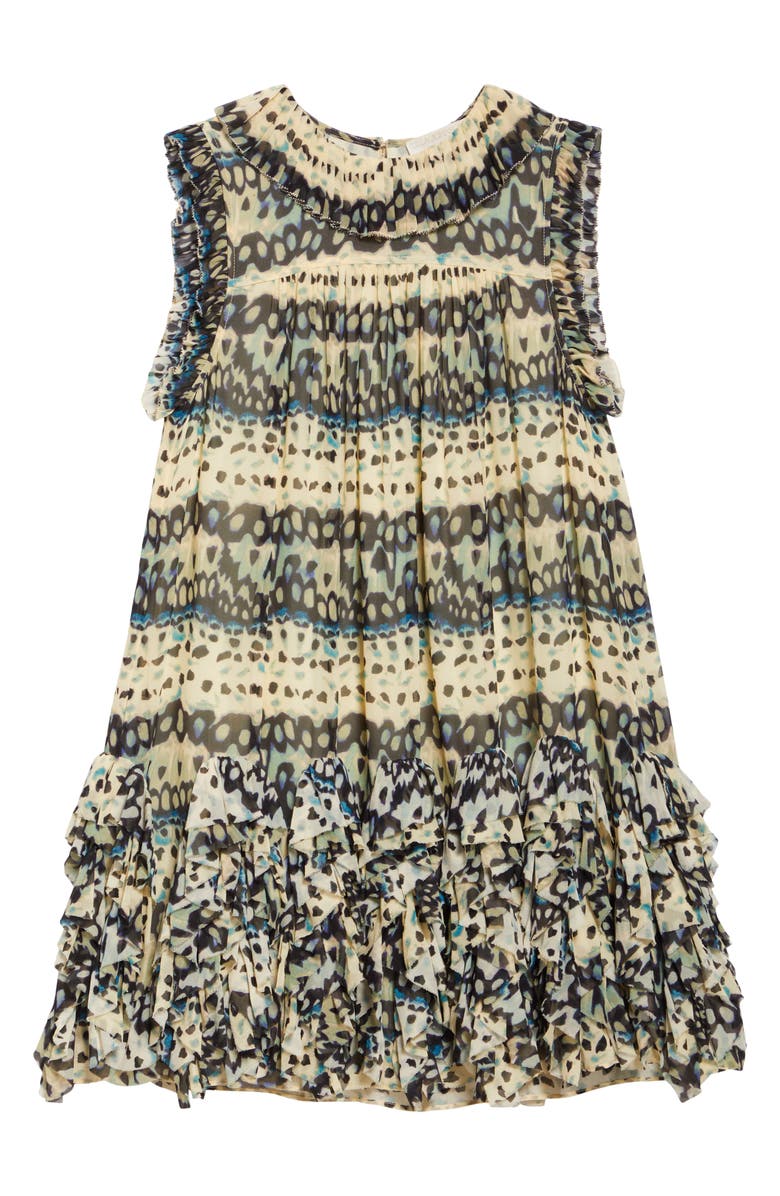 Ulla Johnson Miri Pleated Ruffle Silk Shift Dress, Alternate, color, 