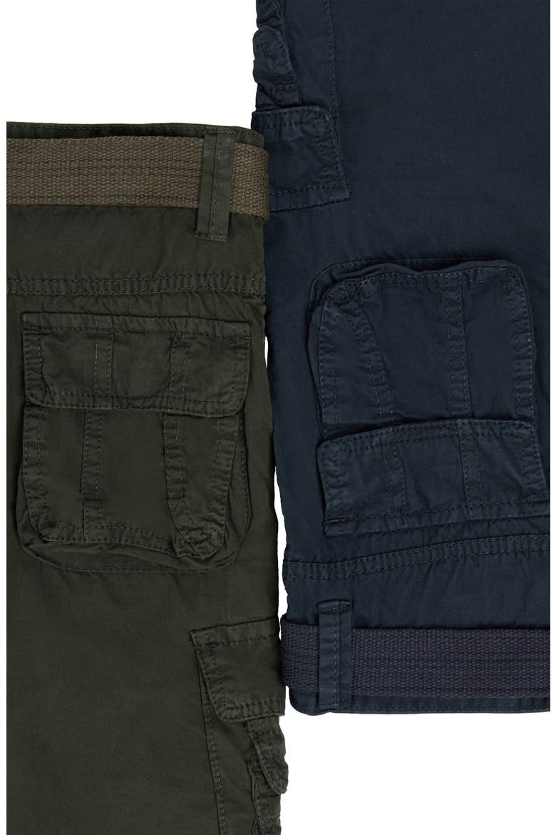 Kids' 2-Pack Belted Twill Cargo Shorts, Alternate, color, NAVY/ OLIVE