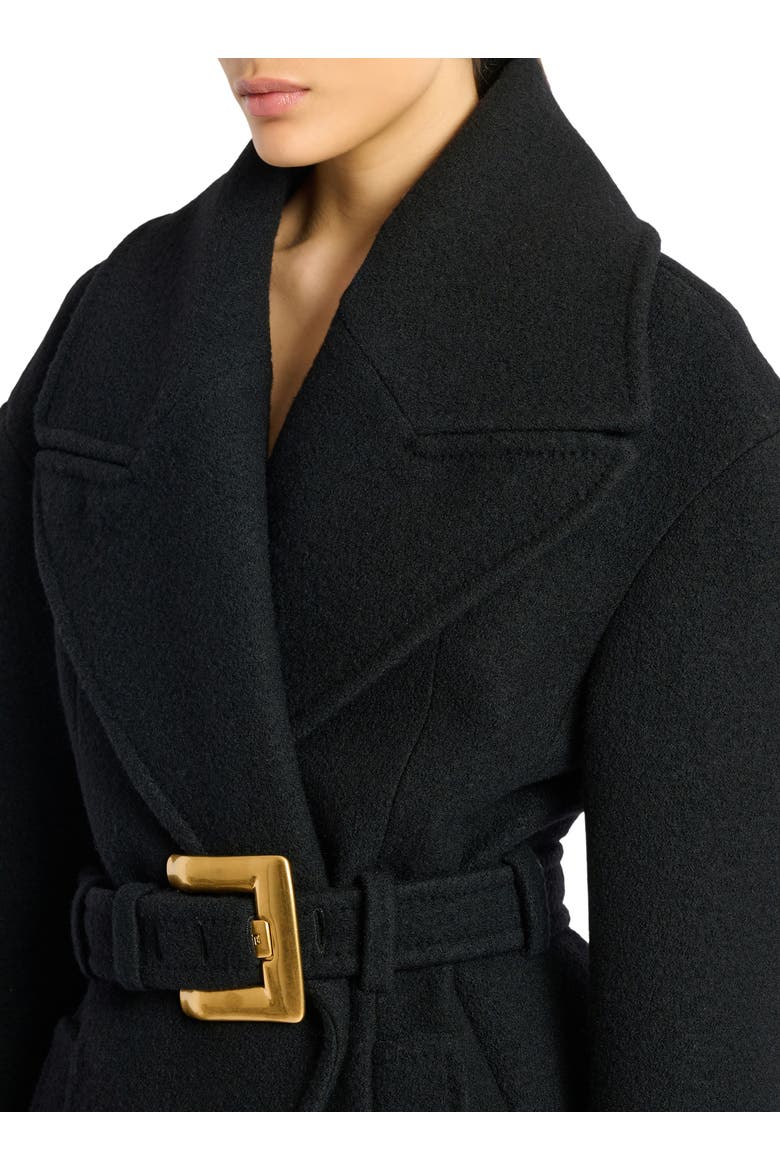 Belted wool pea coat, Alternate, color, black