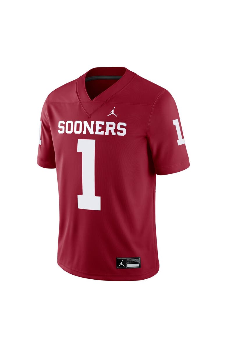 Jordan Brand Men's Jordan Brand #1 Crimson Oklahoma Sooners Game Jersey, Alternate, color, Crimson