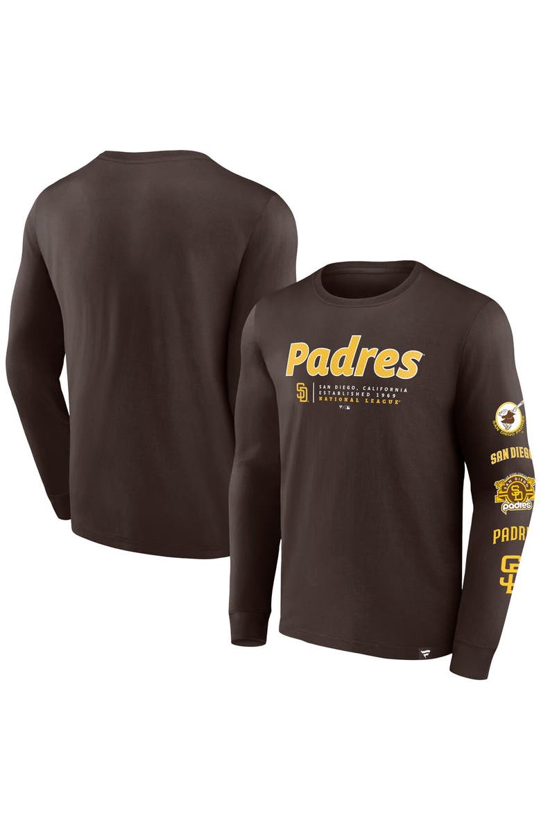 FANATICS Men's Fanatics Branded Brown San Diego Padres Strike the Goal Long Sleeve T-Shirt, Main, color, 