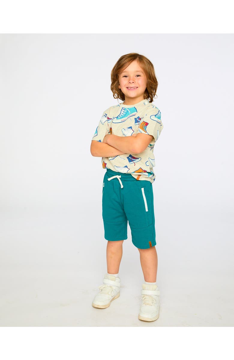 Deux par Deux Organic Cotton Jersey Shoes T-Shirt, Alternate, color, Grey Mix Printed Shoes