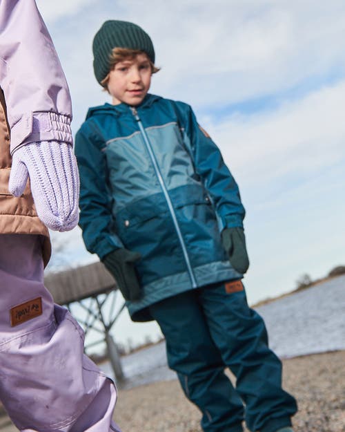 Deux Par Deux Little Boy's Colorblock Mid-season Jacket Forest Green And Emerald In Forest Green And Emerald