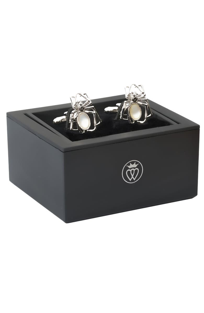 Prince of Scots Crystal Spider Cufflinks, Alternate, color, Silver