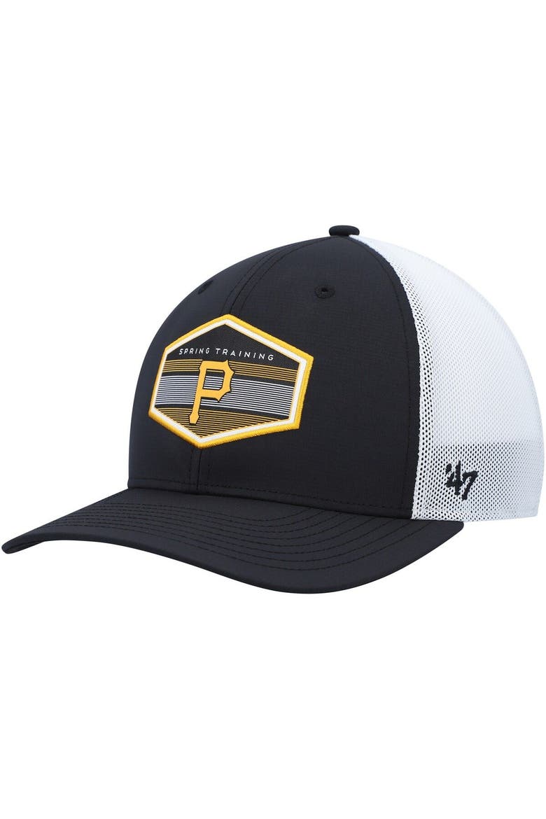 Men's '47 Black/White Pittsburgh Pirates Spring Training Burgess Trucker Adjustable Hat, Main, color, Black