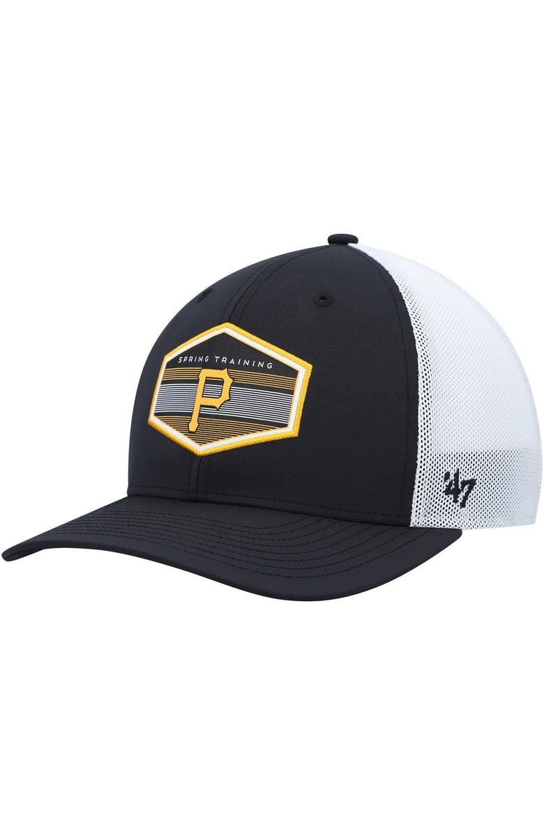 '47 Men's '47 Black/White Pittsburgh Pirates Spring Training Burgess Trucker Adjustable Hat, Main, color, Black
