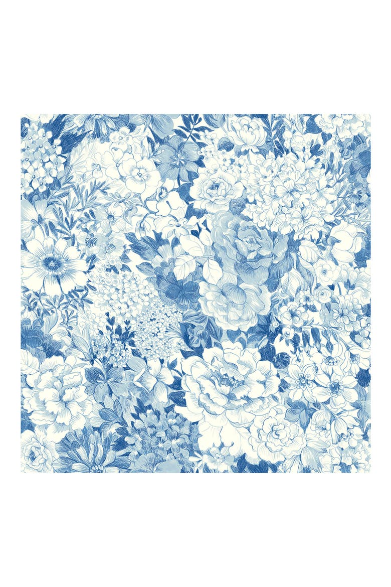 Indigo Empress Garden Peel Stick Wallpaper, Main, color, BLUE