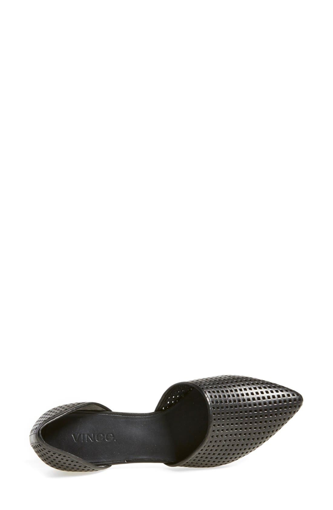 'Nina 2' Perforated Leather D'Orsay Flat, Alternate, color, BLACK