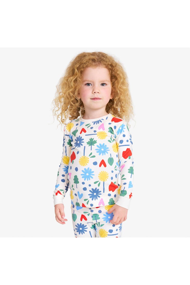 Kids Organic Long Sleeve Pj Top in Garden Prints, Alternate, color, Oat Fall Garden Party