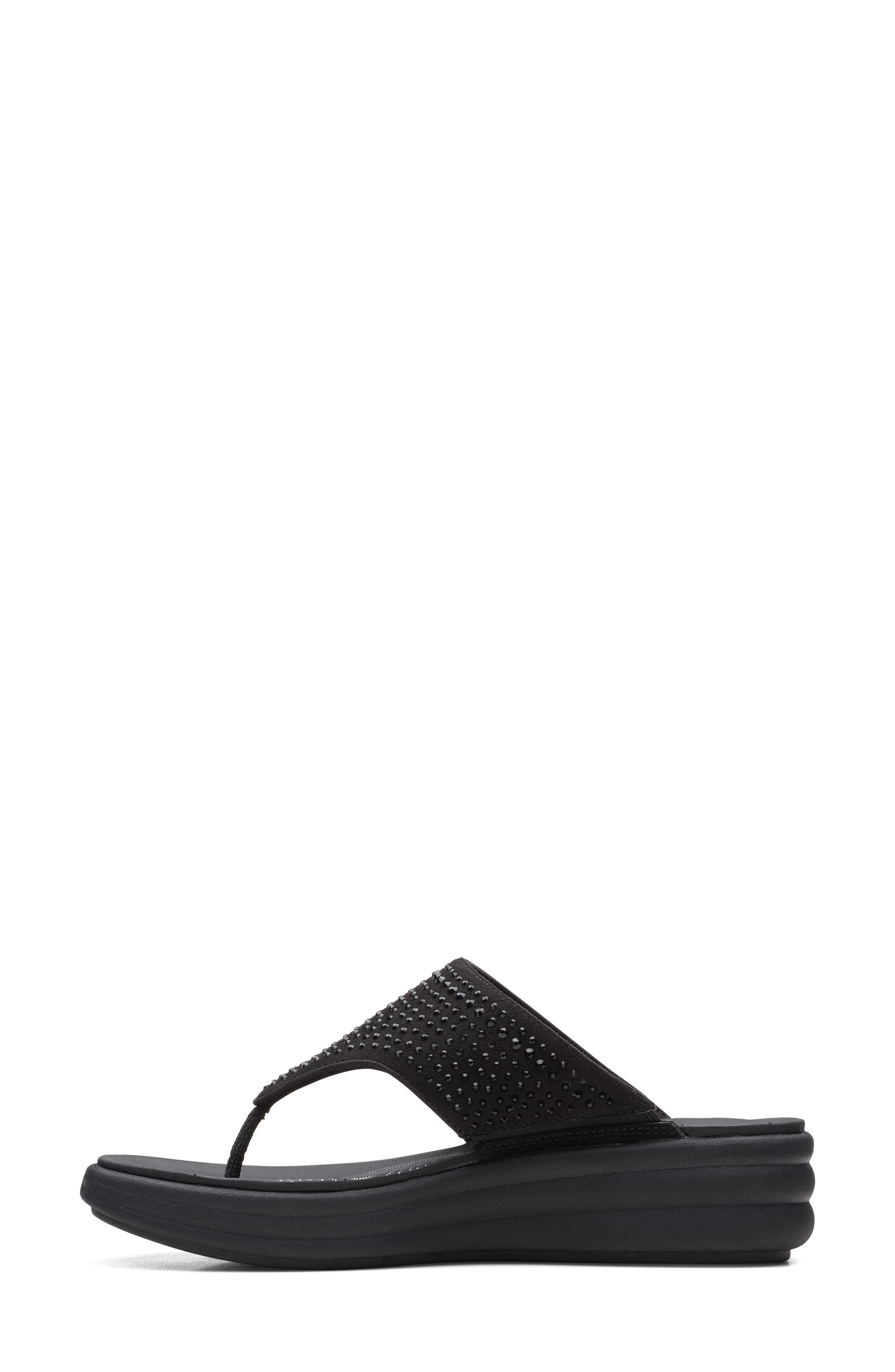 Clarks<sup>®</sup> Drift Jaunt Wedge Sandal, Alternate, color, Black Inte