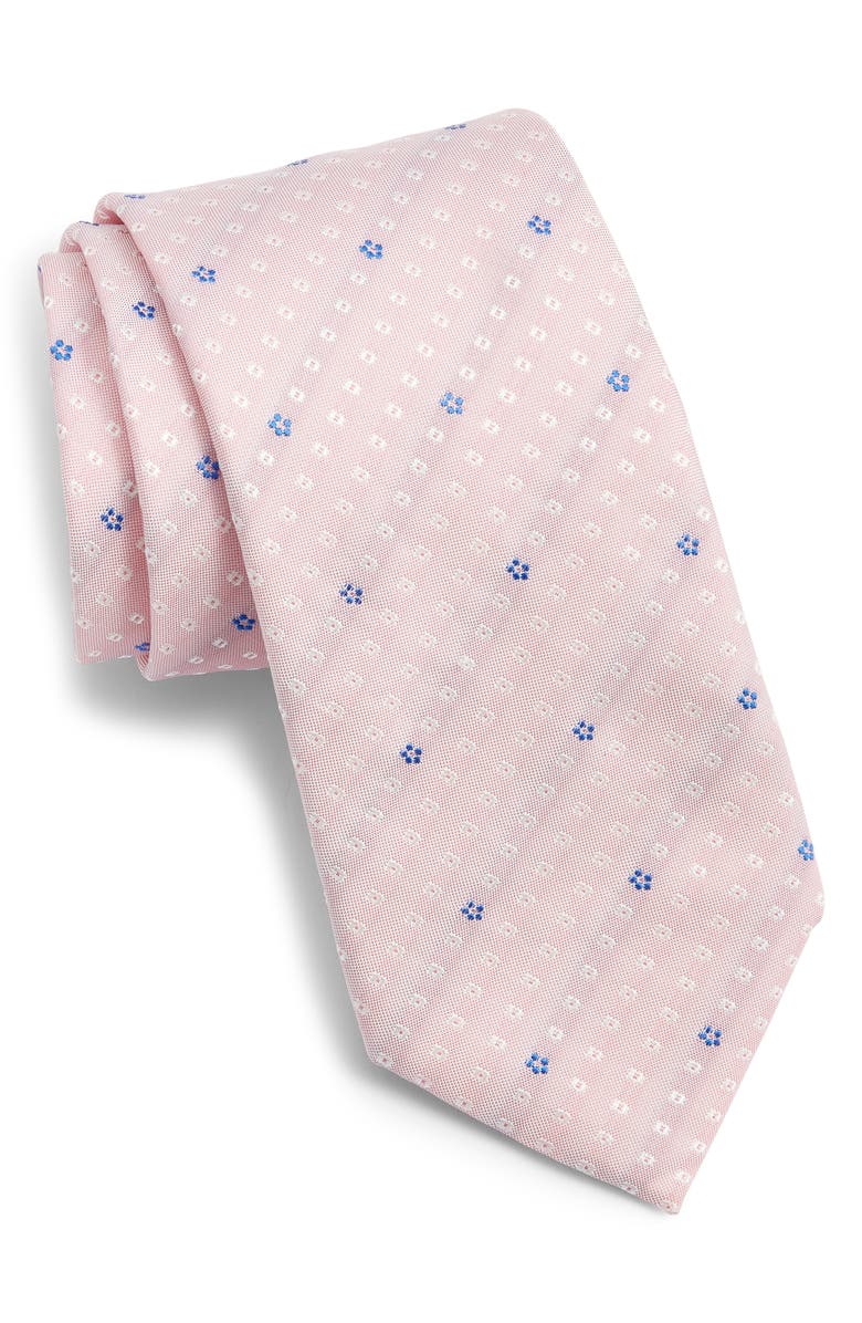 BOSS Floral Silk Blend Jacquard Tie, Main, color, Lt Past/Pk