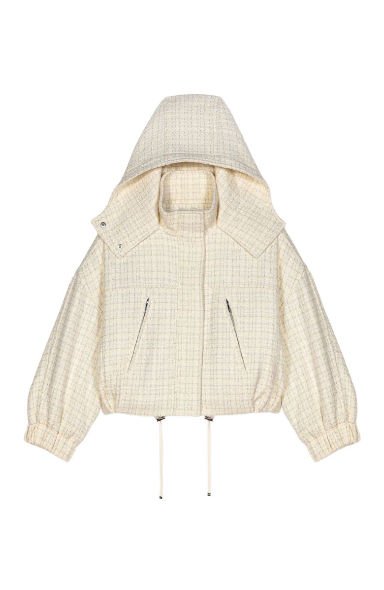 maje Tweed down jacket, Alternate, color, Ecru