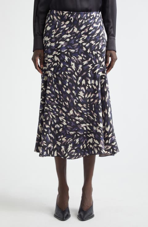 Elton Abstract Animal Print A-Line Midi Skirt