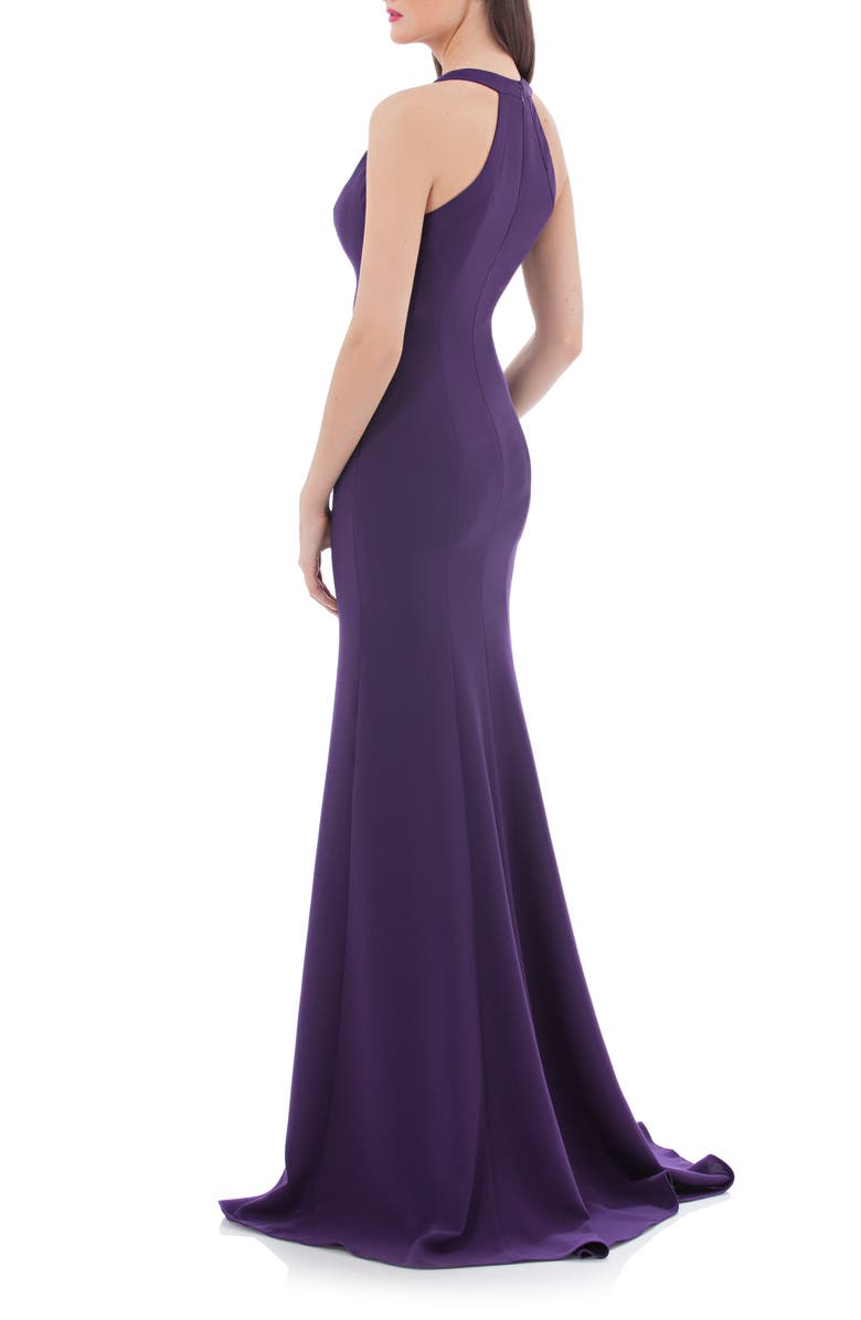 Carmen Marc Valvo Infusion V-Neck Halter Style Gown, Alternate, color, 