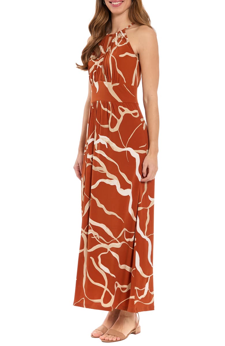 London Times Morris Abstract Print Sleeveless Jersey Maxi Dress, Alternate, color, Picante/ Nomad