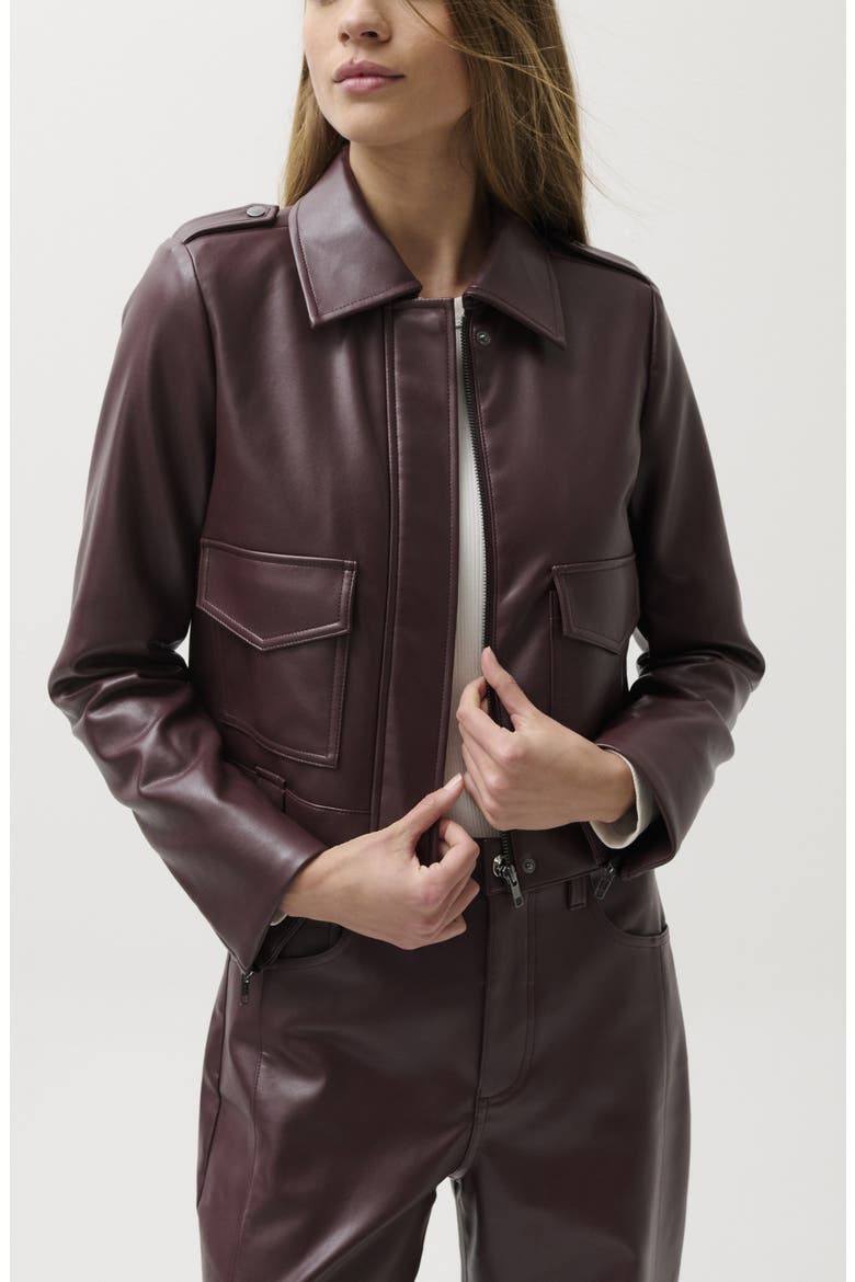 Bex Faux Leather Crop Jacket, Alternate, color, CABERNET