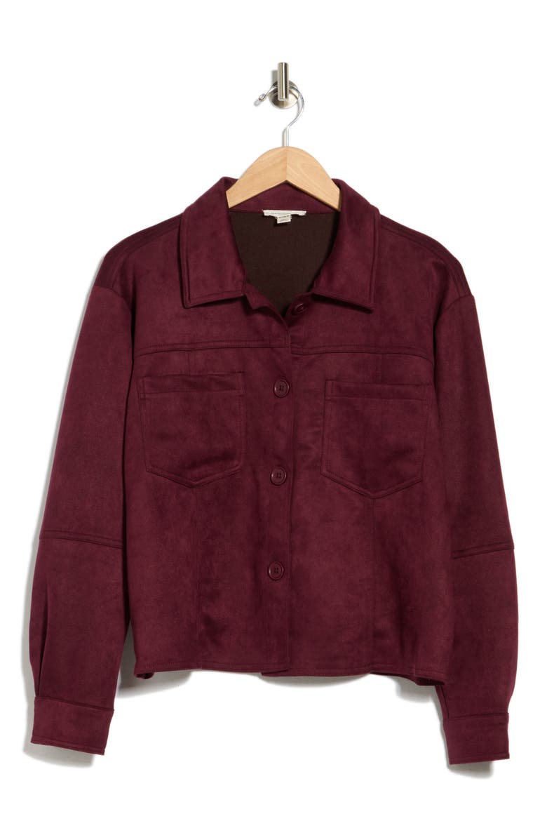 Shea Faux Suede Jacket, Alternate, color, VERY BORDEAUX