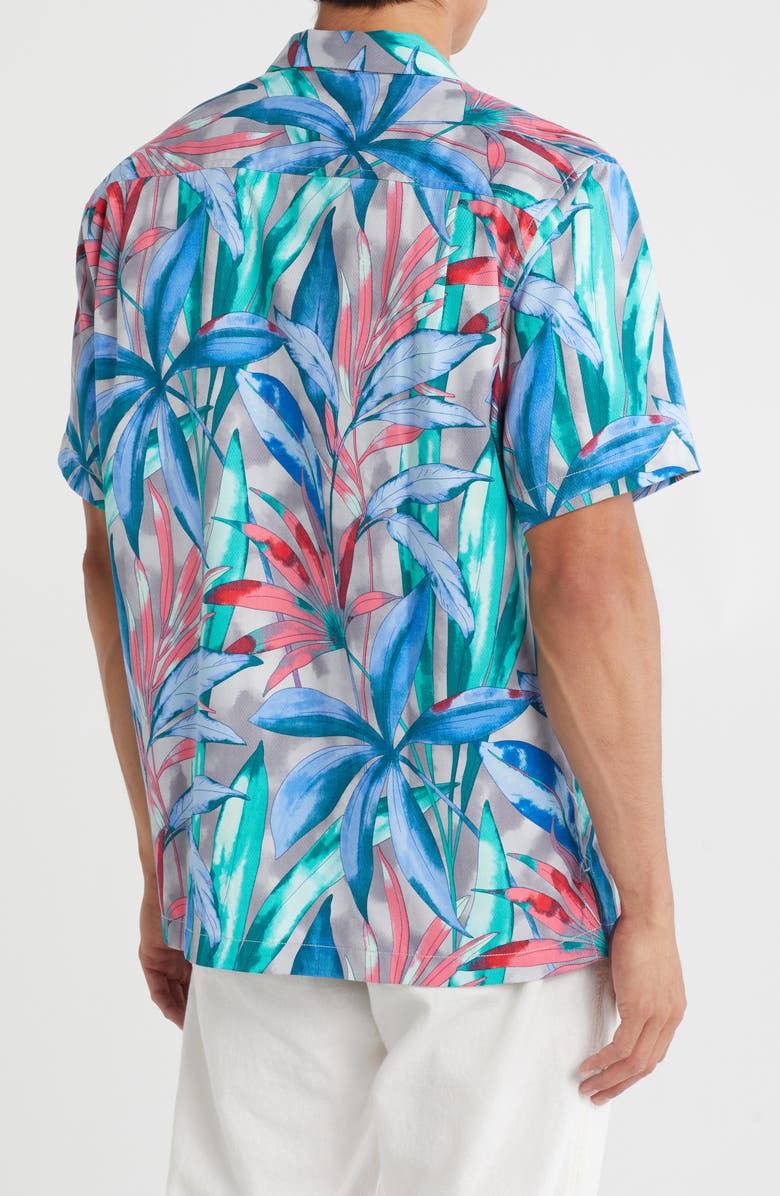 Tommy Bahama Frond Fest Short Sleeve Button-Up Shirt, Alternate, color, Grey Thunder