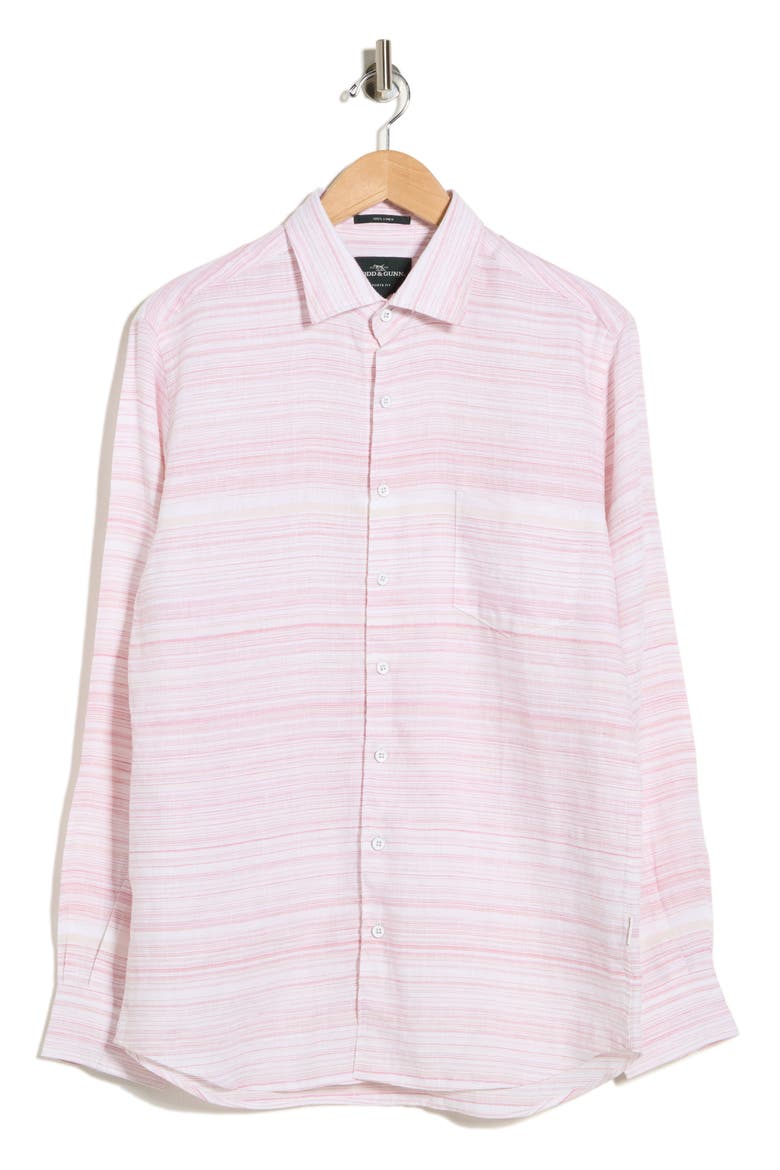Cape Wanbrow Cotton & Linen Button-Up Shirt, Alternate, color, BURGUNDY
