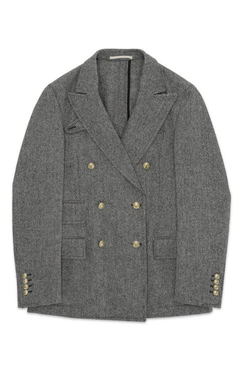 WTravel Classic Herringbone Double Breasted Blazer