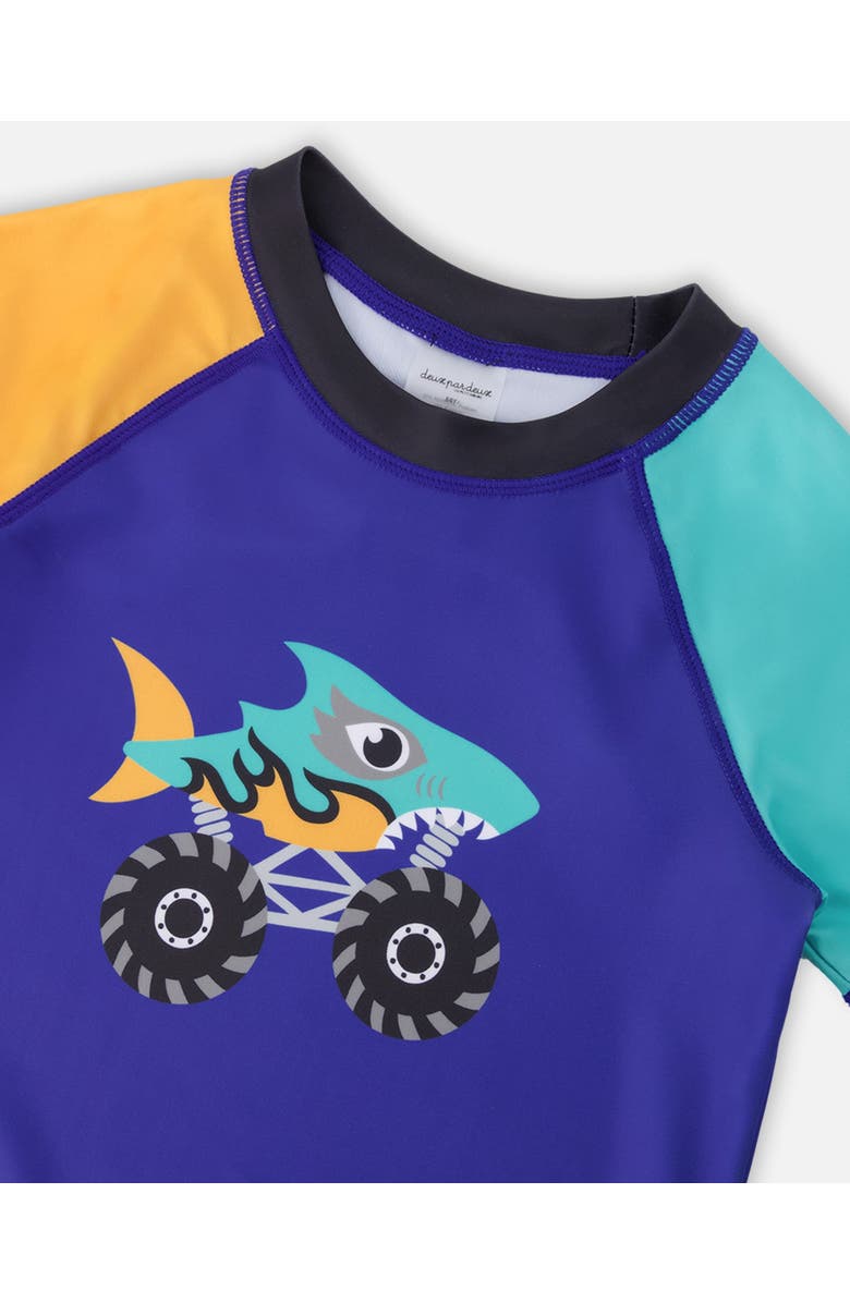 Deux par Deux Short Sleeve Ultramarine Graphic Rashguard, Alternate, color, Ultramarine Blue