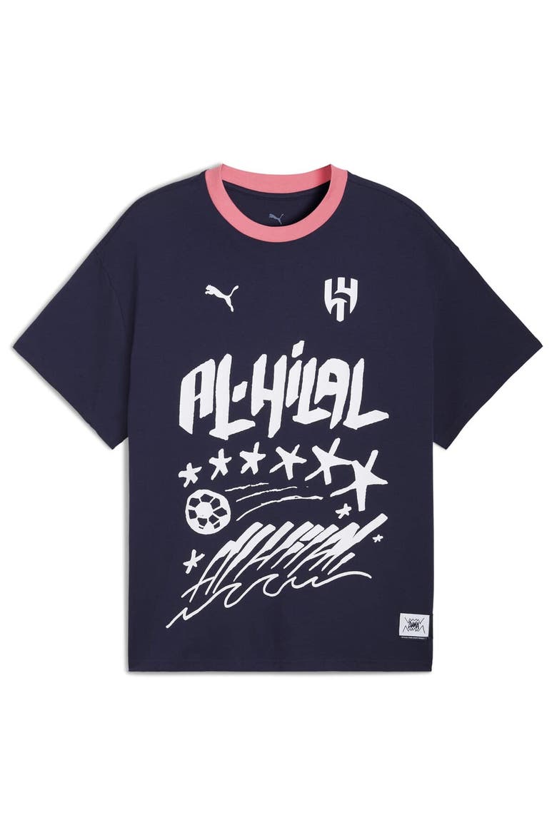 Men's Puma Navy Al Hilal 2025 FIFA Club World Cup Hoops T-Shirt, Alternate, color, Navy