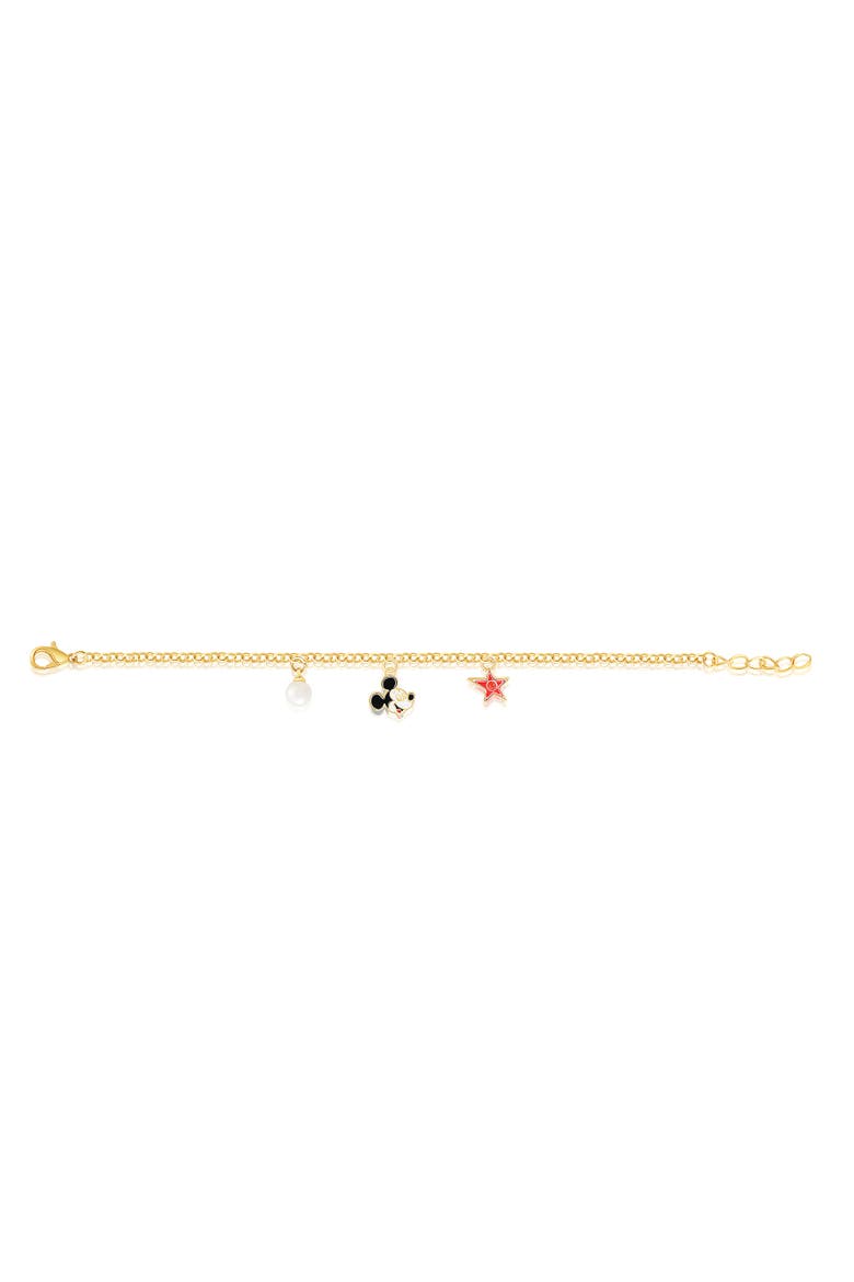 Gold Plated Charm Bracelet, 6.5" + 1", Alternate, color, Gold