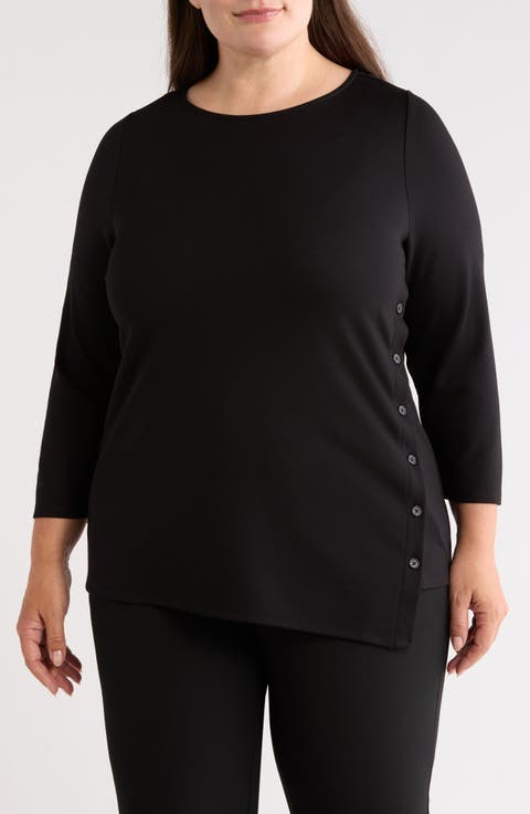 Asymmetric Button Hem Top