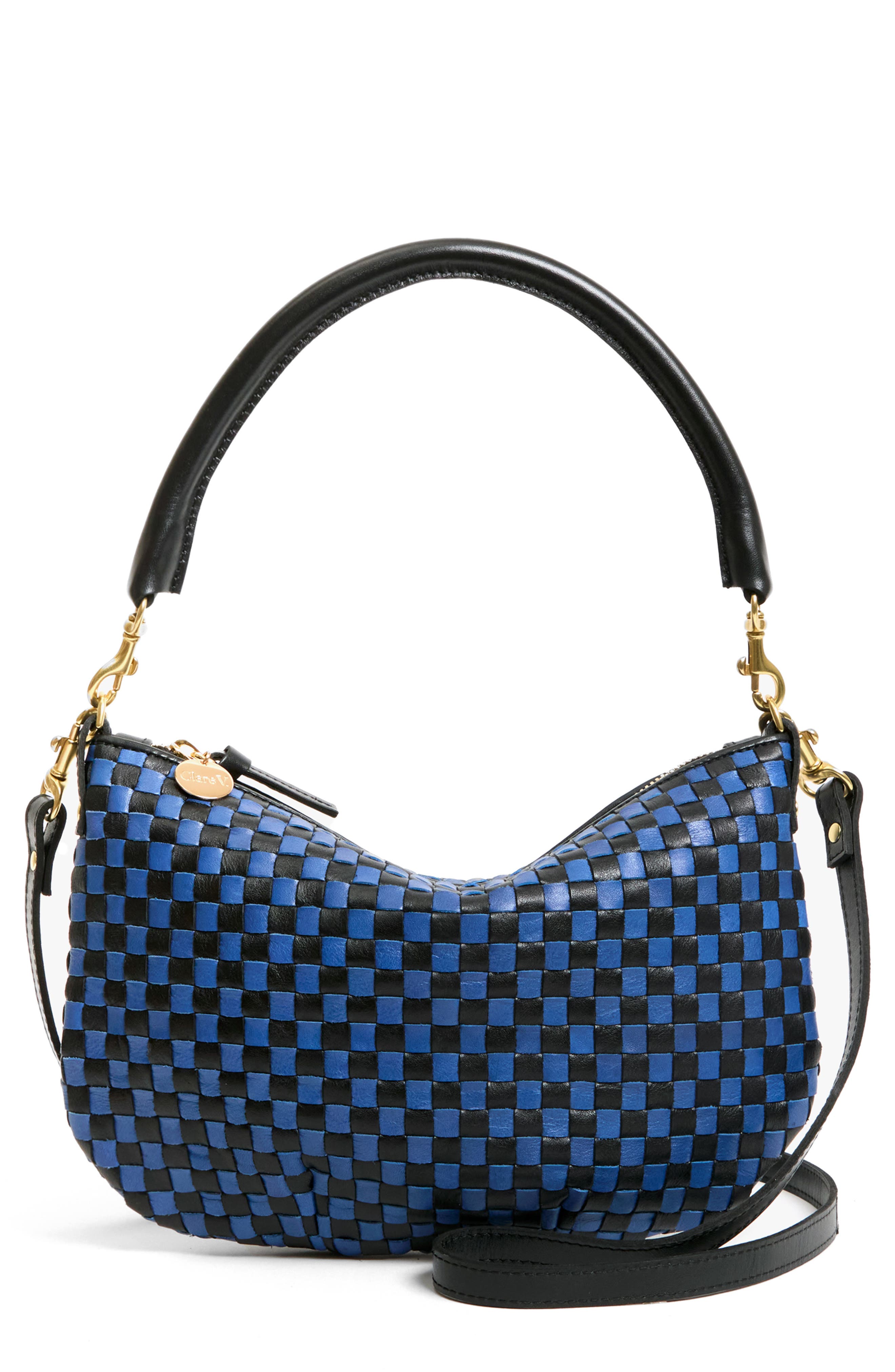 Clare V . Petit Moyen Woven Messenger Bag In Blue