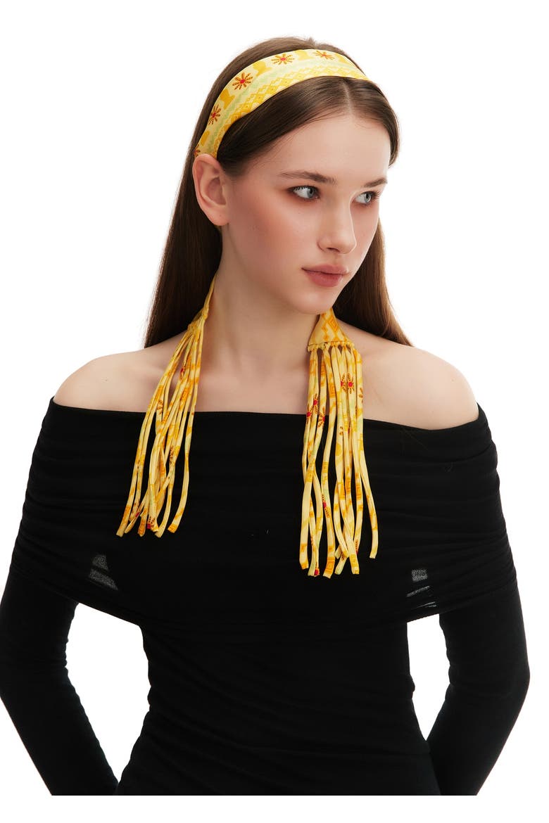 Frida With Love Silk Skinny Fringe Scarf, Alternate, color, Marigold Sol