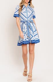 FLYING TOMATO Printd Belted Shirtdress