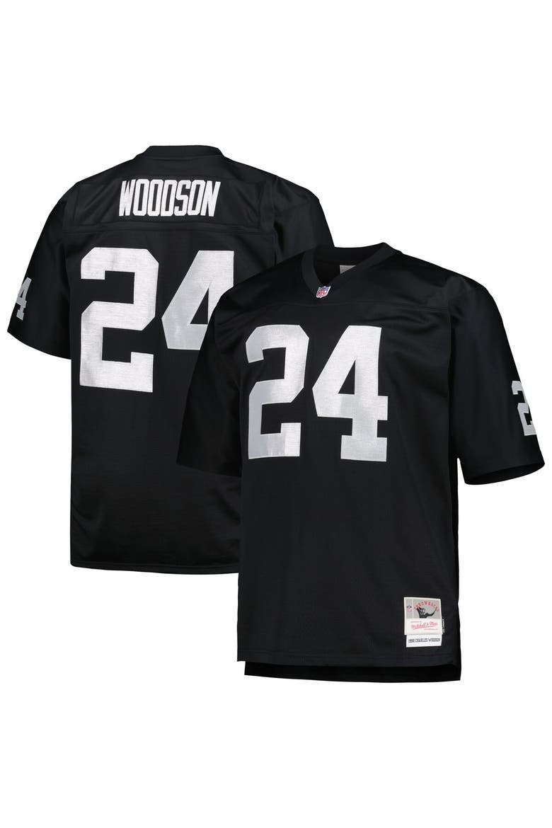 Men's Mitchell & Ness Charles Woodson Black Las Vegas Raiders Big & Tall 1998 Retired Player Replica Jersey, Main, color, Black