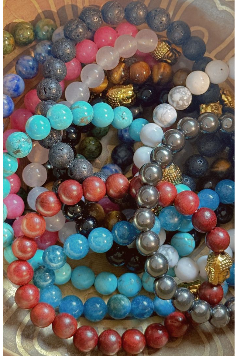 Buddha Crystal Beaded Bracelet, Alternate, color, Hematite