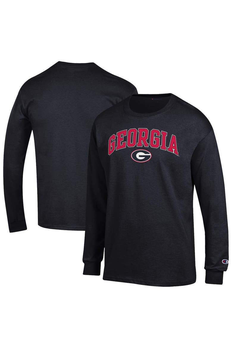 Men's Champion  Black Georgia Bulldogs Arch Over Logo Long Sleeve T-Shirt, Main, color, Black
