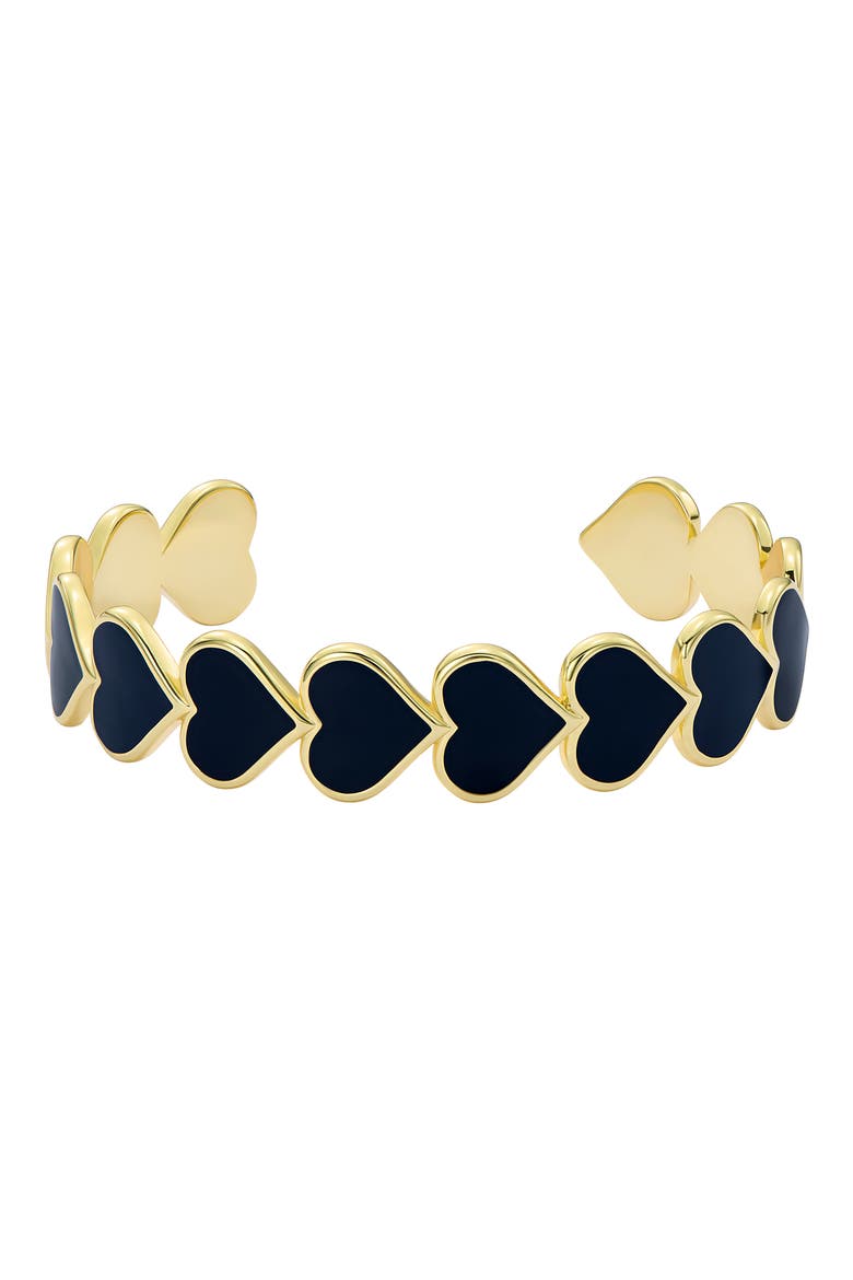 Haidyn Enamel Heart Cuff, Main, color, GOLD TONE BLACK