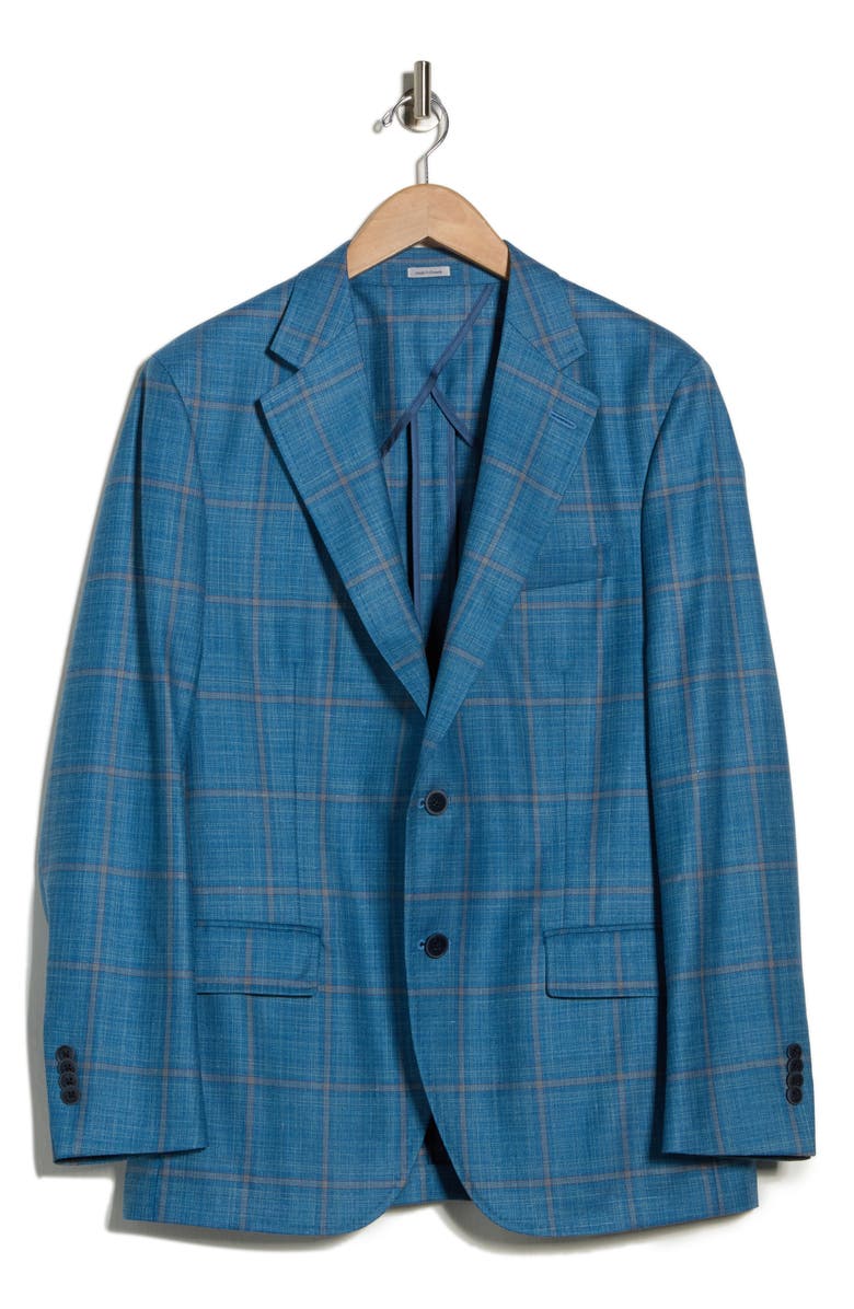 Peter Millar Plaid Wool Blend Sport Coat, Alternate, color, Blue/ Green