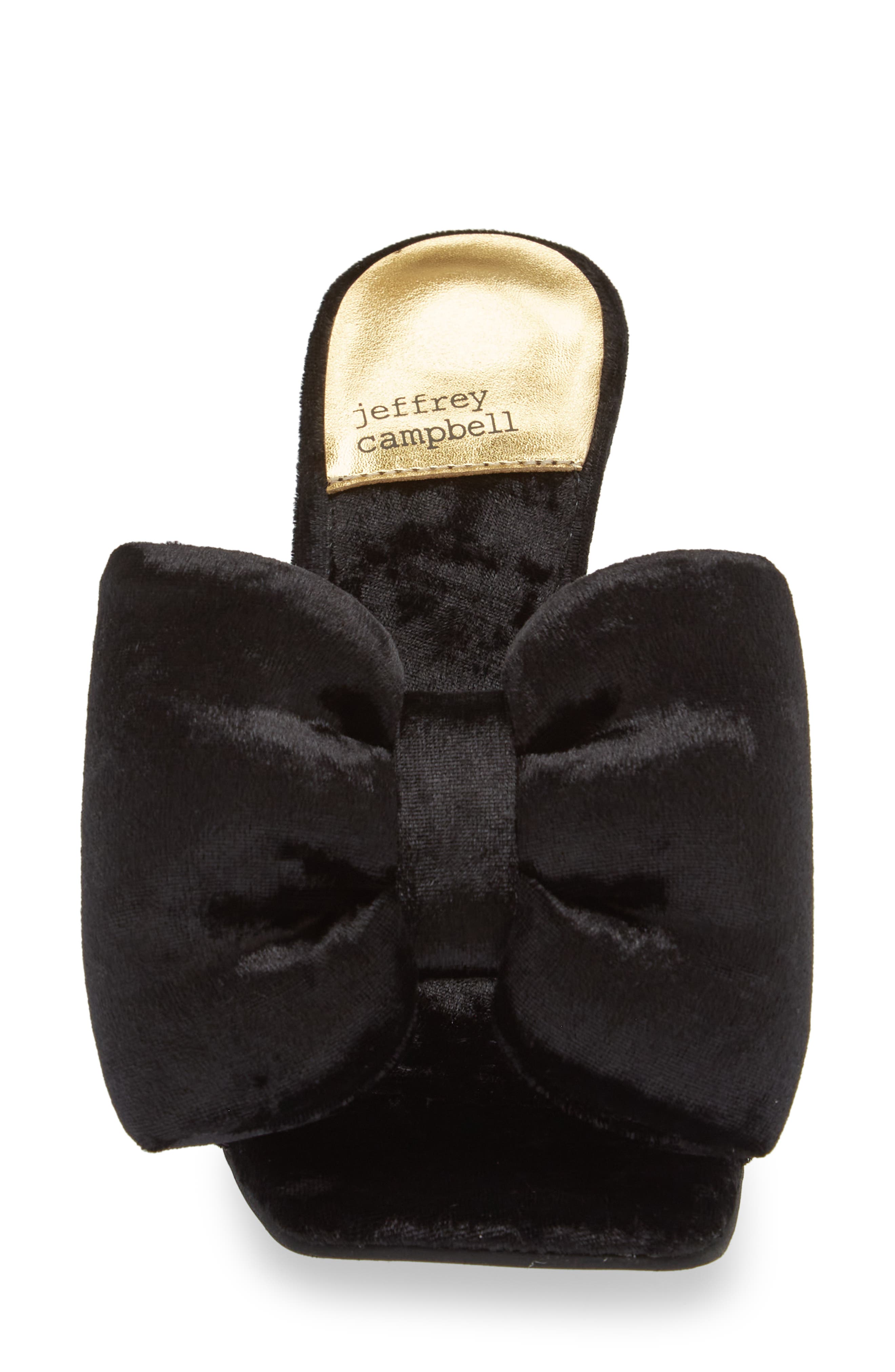 Bow Down Slide Sandal, Alternate, color, BLACK VELVET GOLD