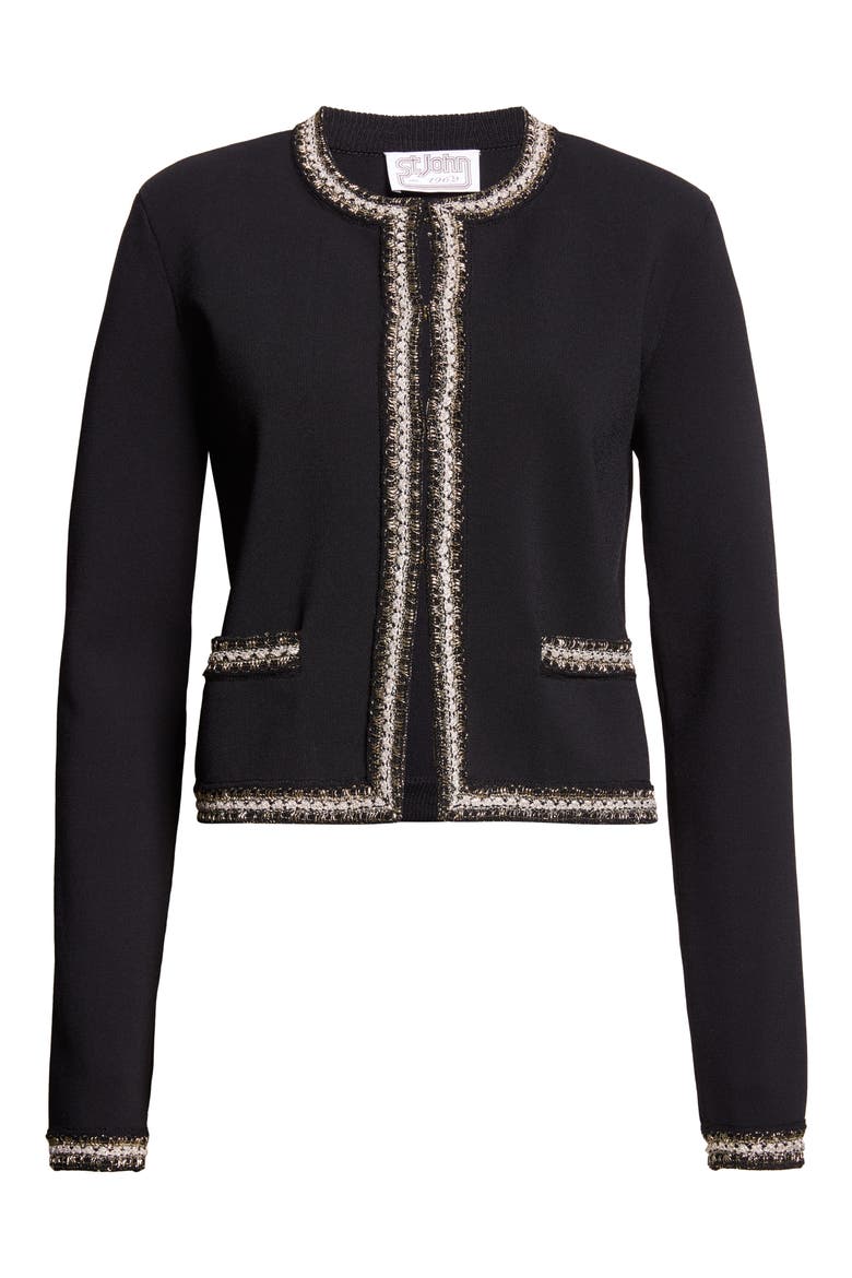 Helen Braided Trim Knit Jacket, Alternate, color, BLACK/ GOLD
