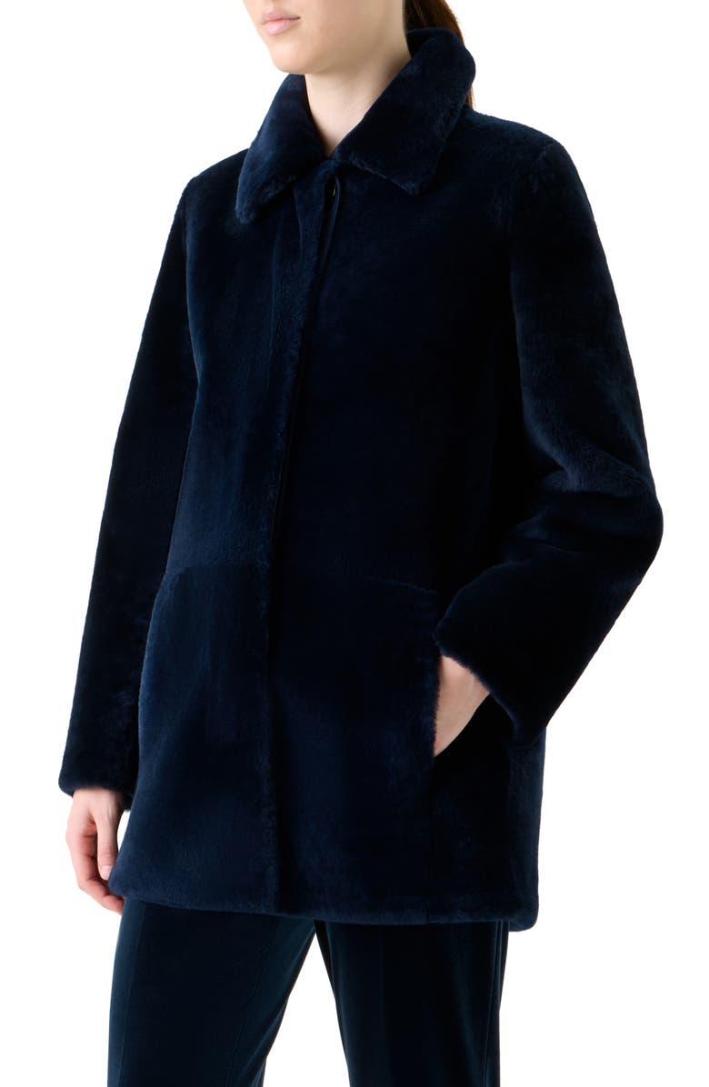 Akris Yaron Genuine Merino Shearling Jacket, Alternate, color, Navy