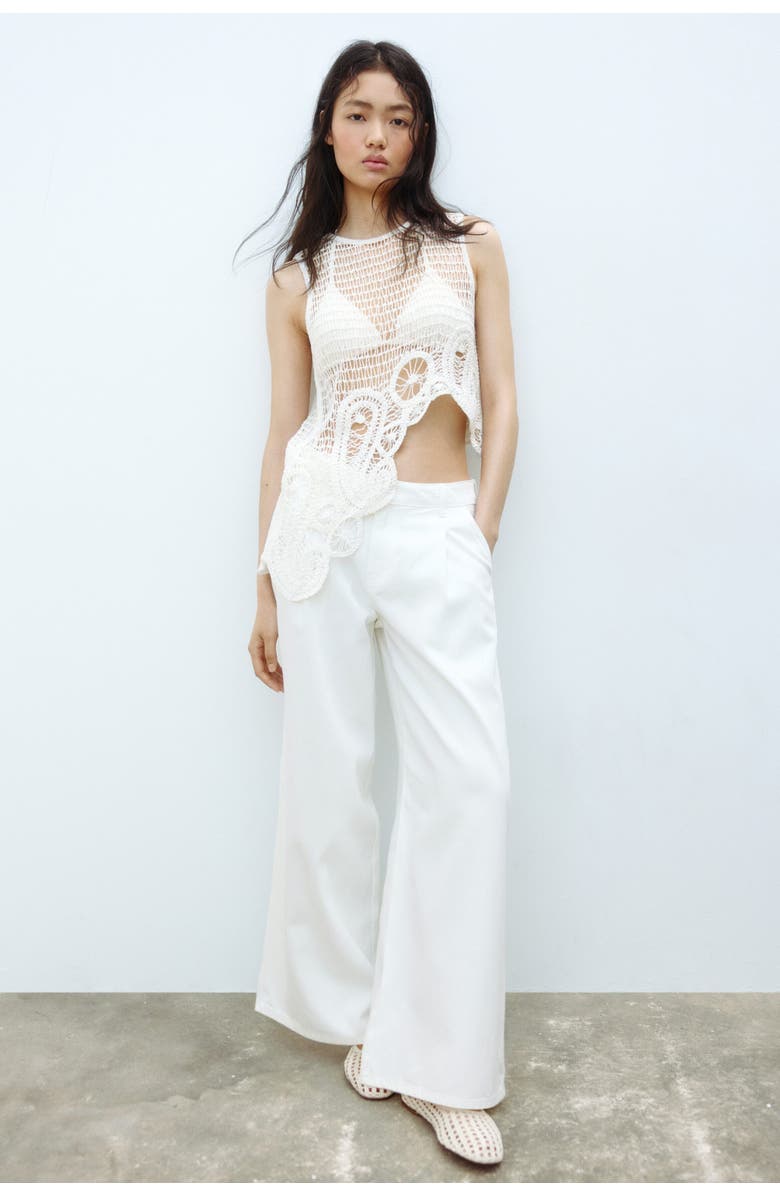 H&M Wide Regular Waist Jeans, Main, color, Cream