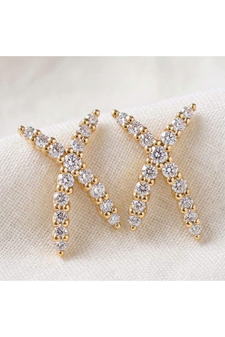 1/2Ct T.W. Diamond Fashion Women's X Shape Lab Grown Earrings 10k Gold Studs, Alternate, color, White Gold